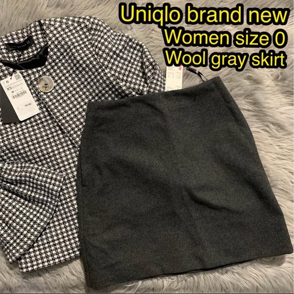 Uniqlo Dresses & Skirts - New Uniqlo wool blended women dark gray skirt size 0